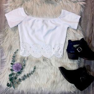 Beautiful White Shoulder-less Crop Top